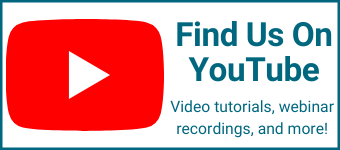 Find us on YouTube. Video tutorials, webinar recordings and more!